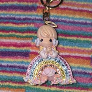Precious Moments Pink Rainbow Angel Keychain/Bag Charm